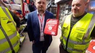 Bleed kit presented to Brierley Hill indoor market.