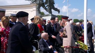 The King and Queen meet with veterans at D-Day ceremony