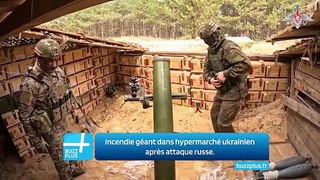 Incendie géant dans hypermarché ukrainien après attaque russe.