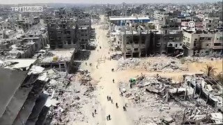 İsrail'in Cibaliye'de bıraktığı yıkım havadan görüntülendi