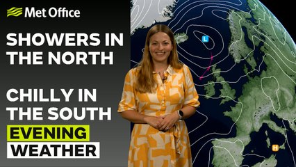 Met Office Evening Weather Forecast 06/06/24 - Showers north, clearer south