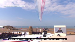 80e anniversaire du Débarquement : après le discours d'Emmanuel Macron, le défilé aérien débute