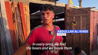 Gazans recycle Israeli army ammunition boxes to sell as firewood