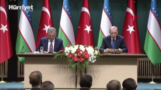 Cumhurbaşkanı Erdoğan, Mirziyoyev ile ortak basın toplantısında açıklamalarda bulundu