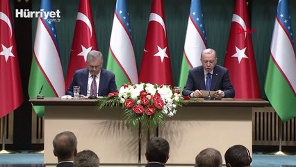 Cumhurbaşkanı Erdoğan, Mirziyoyev ile ortak basın toplantısında açıklamalarda bulundu