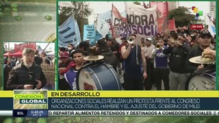 ¡Protestas frente al Congreso Nacional! Denuncian retención de alimentos