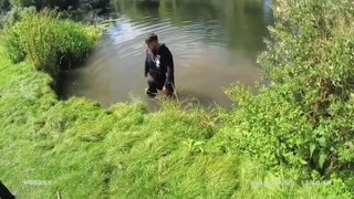 Watch bungling drug dealer jump into river in bid to escape police