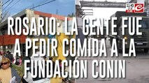 Rosario: la gente hace cola en la sede de fundación CONIN para pedir alimentos