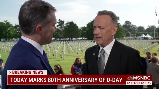 Tom Hanks pays tribute to D-Day veterans at 80th anniversary memorial service in Normandy