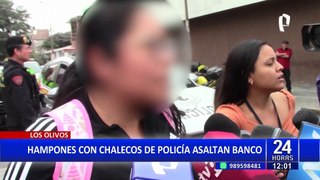 ¡Por tercera vez! Delincuentes vestidos de policías asaltan agencia bancaria en Los Olivos