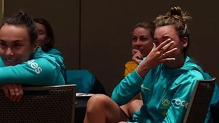 Amy Poehler and Seth Meyers react to Matildas tearful video