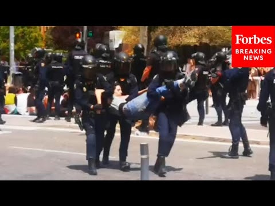 Spanish Police Forcefully Disperse Pro-Palestinian Protestors At Complutense University In Madrid