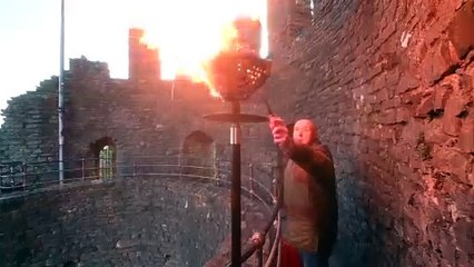 A flame alight on Dudley Castle to mark D Day.