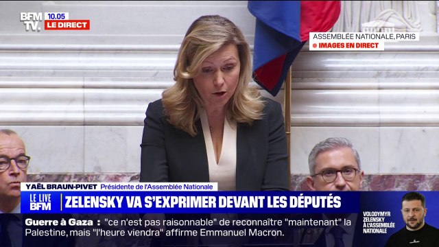 La France et son Assemblée nationale sont à vos côtés : Yaël Braun-Pivet s'exprime devant Volodymyr Zelensky