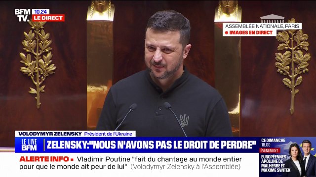 France, je vous remercie d'être à nos côtés pour défendre la vie : les mots (en français) de Zelensky à l'Assemblée