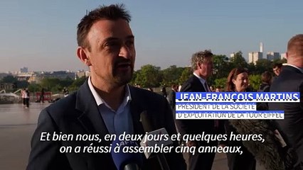 Les anneaux olympiques dévoilés sur la tour Eiffel