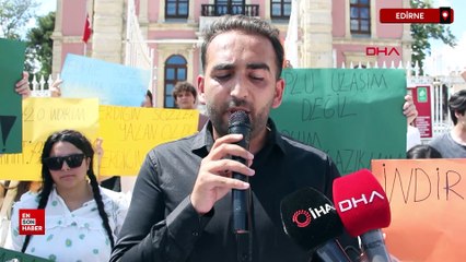 Edirne'de üniversite öğrencilerinden toplu taşımaya zam protestosu