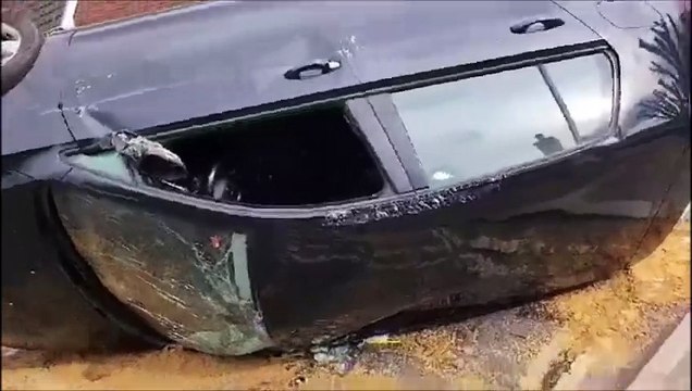 Pothole caused car to flip over in West Sussex