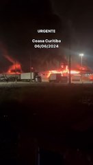 Incêndio de grandes proporções atinge Ceasa de Curitiba; bombeiros agem para conter chamas