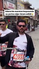 Adana'da maratonculara su yerine şişte kebap verdiler