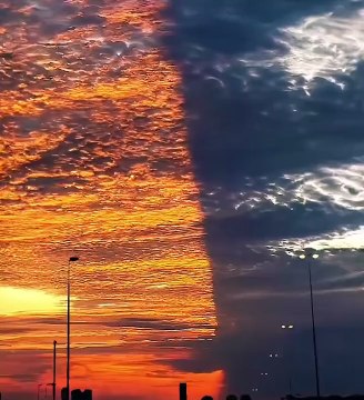 Gökyüzü düz bir çizgiyle ikiye bölünmüş şekilde görüntülendi