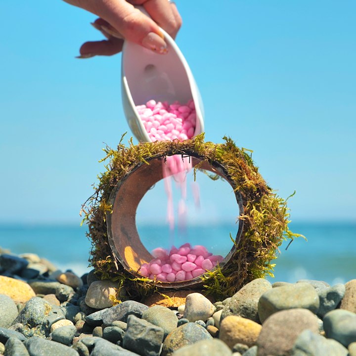 Converting a coconut into tiny fish house 