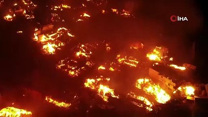 Kastamonu'da 20 evin kül olduğu yangın havadan görüntülendi