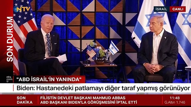 Biden ile Netanyahu açıklama yaparken ortalık karıştı. Hemen müdahale edildi