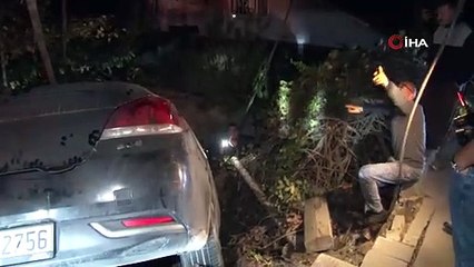 Kontrolden çıkan araç evin bahçesine uçtu