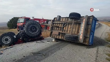 Ayçiçeği yüklü traktör devrildi: 1 yaralı