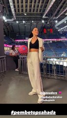 Cansu Dere Euroleague maçını pembe topla başlattı