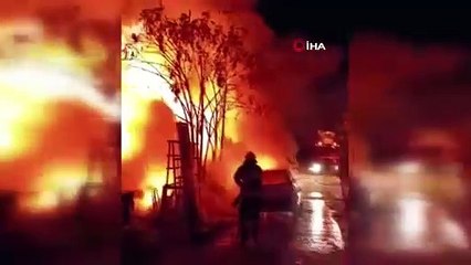 Yanan odunlar otomobili de yaktı