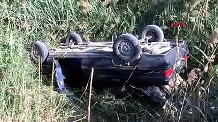 Stabilize yolda sulama kanalına uçtu! Baba- kızı itfaiye kurtardı