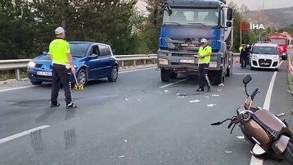 Beton mikseri ile motosiklet çarpıştı