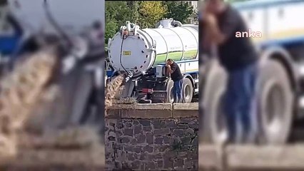 Kars’ta skandal görüntüler: Kayyum belediyesi vidanjör atıklarını Kars Çayı’na boşaltıyor