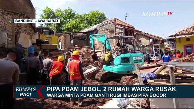 Pipa PDAM di Bandung Jebol, Hancurkan 2 Rumah Warga