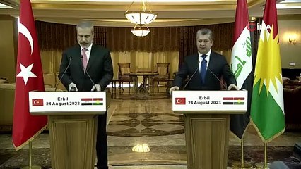 Hakan Fidan Barzani ile görüştü. Malum bayrak önünde açıklama yapıldı