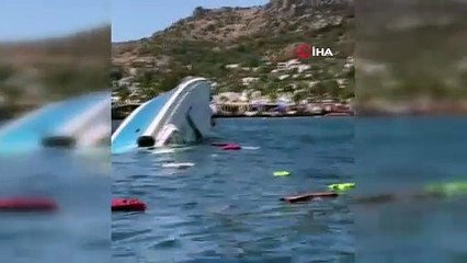 Motoryat dakikalar içerisinde sulara gömüldü