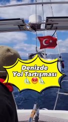 Koca denizde yol tartışması. Tehlikeli anlar kameralara yansıdı