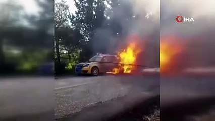 Yarış otomobili yandı