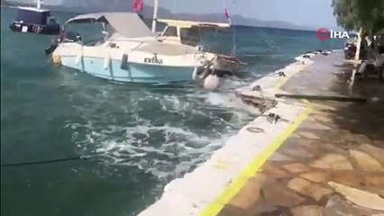 Datça’da kuvvetli lodos: iki tekne, bir motoryat battı