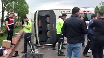Jandarma personelini taşıyan araç devrildi: 5 yaralı