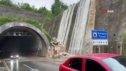 Tünel girişinde şelale oluştu