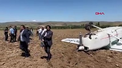 Aksaray'da eğitim uçağı düştü; 2 pilot yara almadan kurtuldu