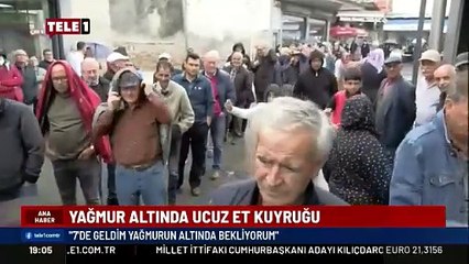 Togg kuyruğu değil yağmur altında ucuz et kuyruğu. İşte Erdoğan’ın ‘sorun yok’ dediği ekonomi