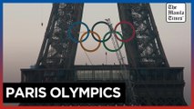 Olympic rings unveiled on Eiffel Tower for Paris 2024