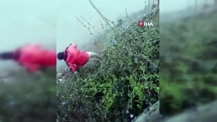 Trabzon'da dereden karaca kurtarma operasyonu