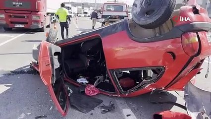 Takla atan araçta burnu bile kanamadı