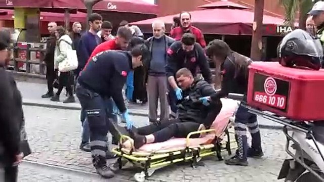 Trafiğe kapalı yolda motosikletli kurye kazaya karıştı