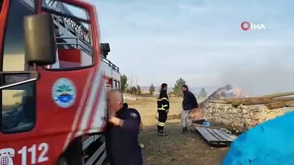 Amasya’da 90 ton saman alev alev yandı 